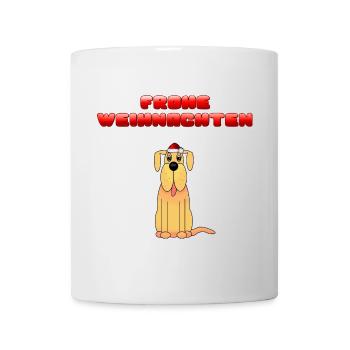 Frohe Weihnachten Hund mit Weihnachtsmütze - Tasse - Weiß - Vorne