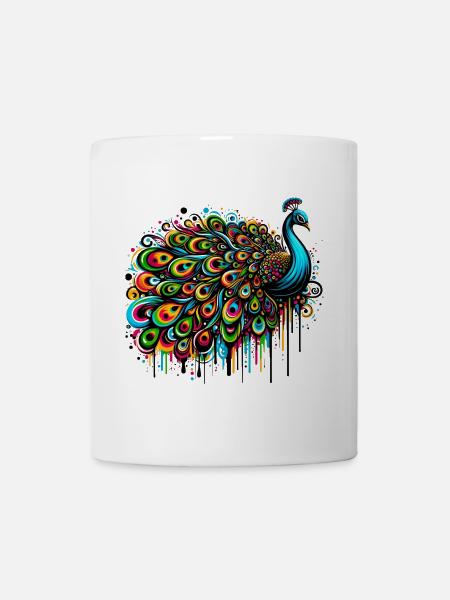 Pfau - Tasse - Weiß