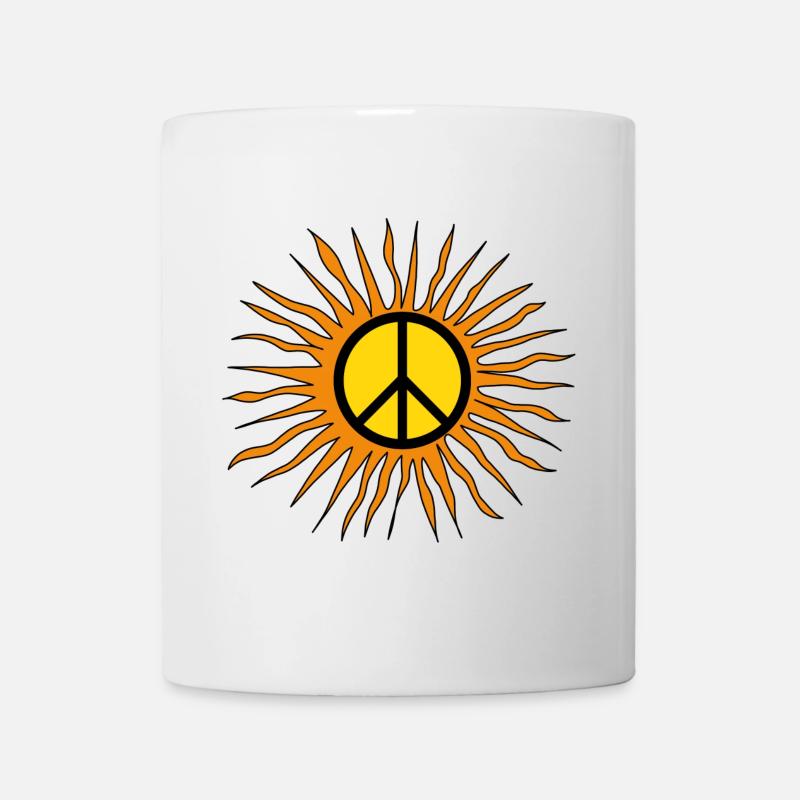 Peace Zeichen Retro Sonne Weltfriedenstag Frieden - Tasse - Weiß