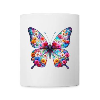 Butterfly decorated with flowers - Mug - white - Front