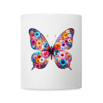 Butterfly decorated with flowers - Mug - white - Front