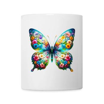 Butterfly decorated with flowers - Mug - white - Front