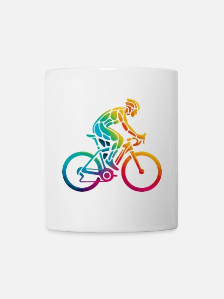Lebendige Regenbogen-Fahrradkunst - Tasse - Weiß