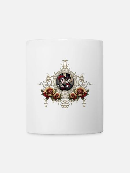 Romantik eines Totenkopf-Hochzeitspaares - Tasse - Weiß