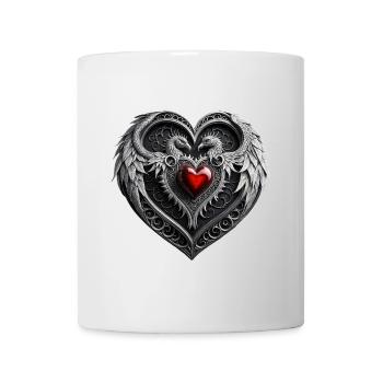 Silbernes Herz mit Flügeln. - Tasse - Weiß - Vorne