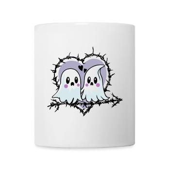 Fantômes amoureux de cœur pour Halloween - Mug blanc - blanc - Devant