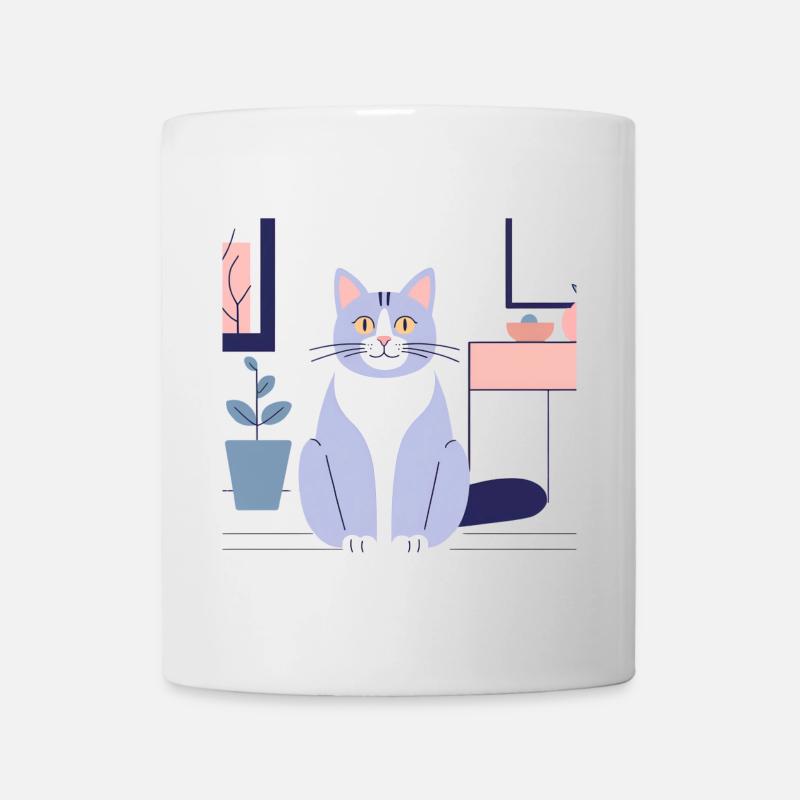Pastel Cat in Cozy Room - Mug - white
