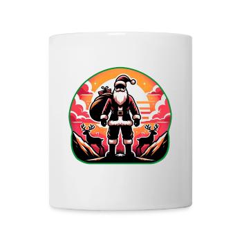 Weihnachtsmann mit Rentieren auf Bergspitze - Tasse - Weiß - Vorne