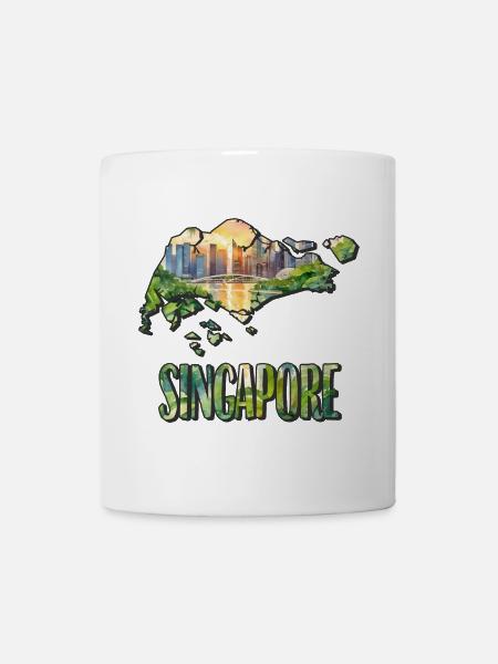 Carte à l’aquarelle Singapour - Mug blanc - blanc