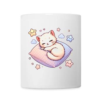 Niedliches Kätzchen im Traumland - Tasse - Weiß - Vorne