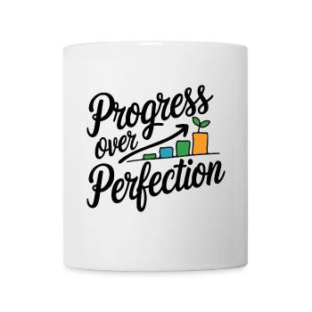Wachstumsdiagramm "Fortschritt über Perfektion" - Tasse - Weiß - Vorne