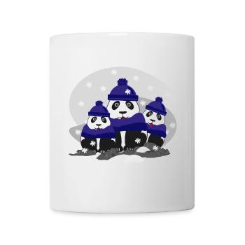 Liebe Panda Familie im Winter mit Mützen. - Tasse - Weiß - Vorne