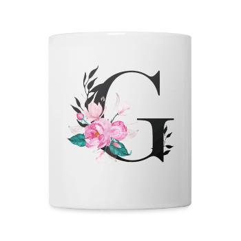 Elegant letter 'G' with flowers - Mug - white - Front