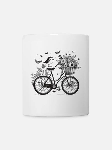 Vintage Reverie: A Black and White Illustration of - Mug - white
