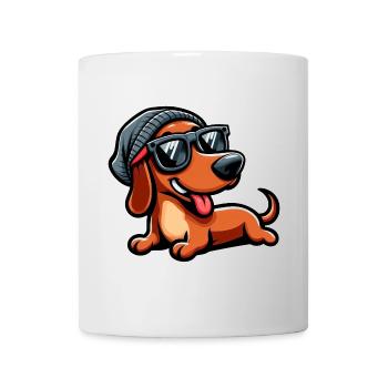 Süßer Cartoon Hund Dackel Sonnenbrille - Tasse - Weiß - Vorne
