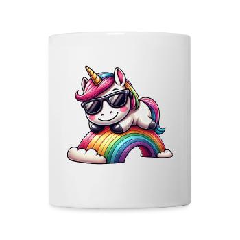 Cool Licorne Lunettes de soleil arc-en-ciel Nuages - Mug blanc - blanc - Devant