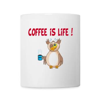 Eule und Kaffee (Englisch) - Tasse - Weiß - Vorne