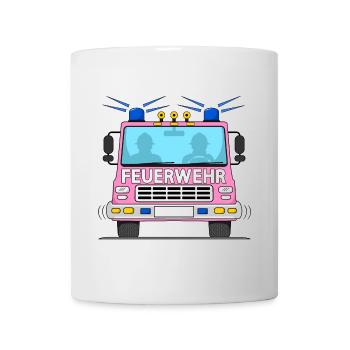 Camion de pompiers en rose - Mug blanc - blanc - Devant
