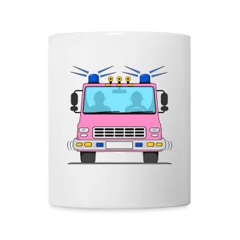 Fire truck in pink without lettering - Mug - white - Front