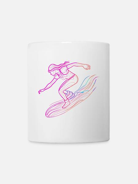Surfing Frau - Tasse - Weiß