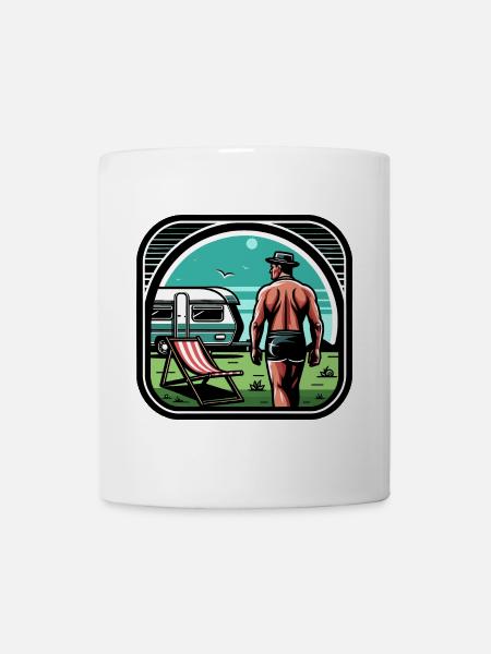 Vacanciers en camping - Mug blanc - blanc