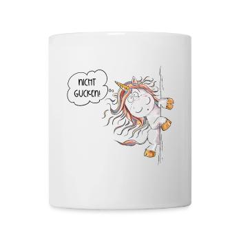 Guck Guck Regenbogen Einhorn Fantasy - Tasse - Weiß - Vorne