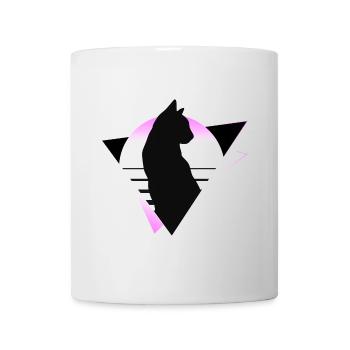 Cat Neon Geometric Silhouette Outline Colorful - Mug - white - Front