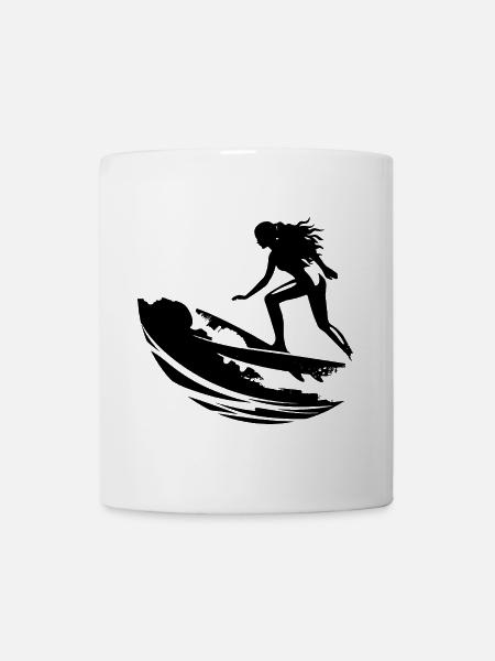 Weiblicher Surfer - Tasse - Weiß