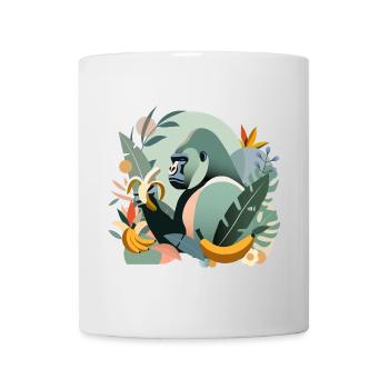 Proud gorilla with banana in tropical environment - Mug - white - Front