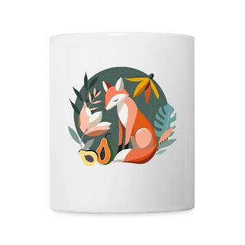 Fox with tropical flowers and fruits - Mug - white - Front