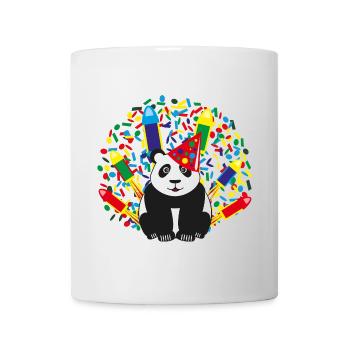 Geburtstags Panda mit Konfetti und Raketen. - Tasse - Weiß - Vorne