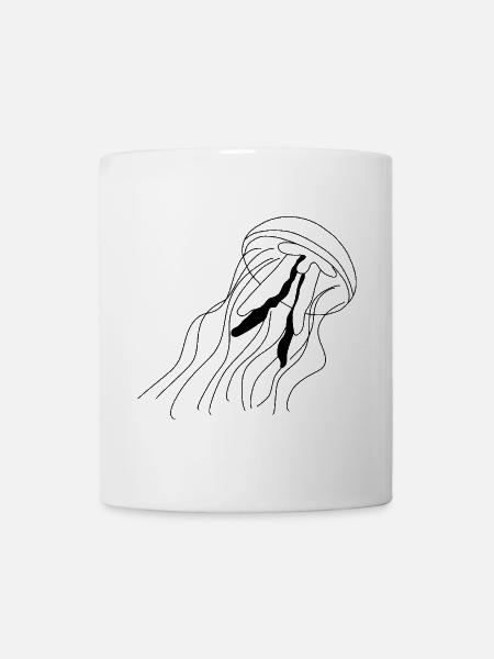 Méduse - graphique en noir et blanc - Mug blanc - blanc