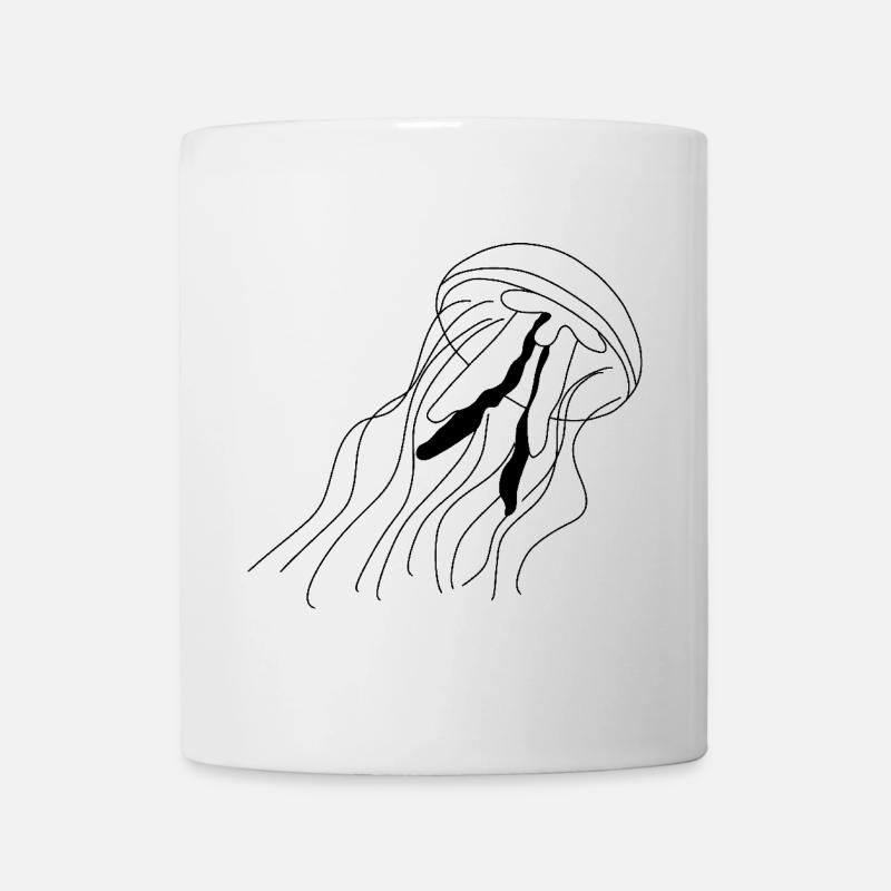 Jellyfish - black and white graphic - Mug - white