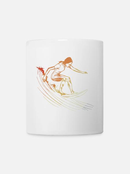 Surfen Mädchen Zeichnung - Tasse - Weiß