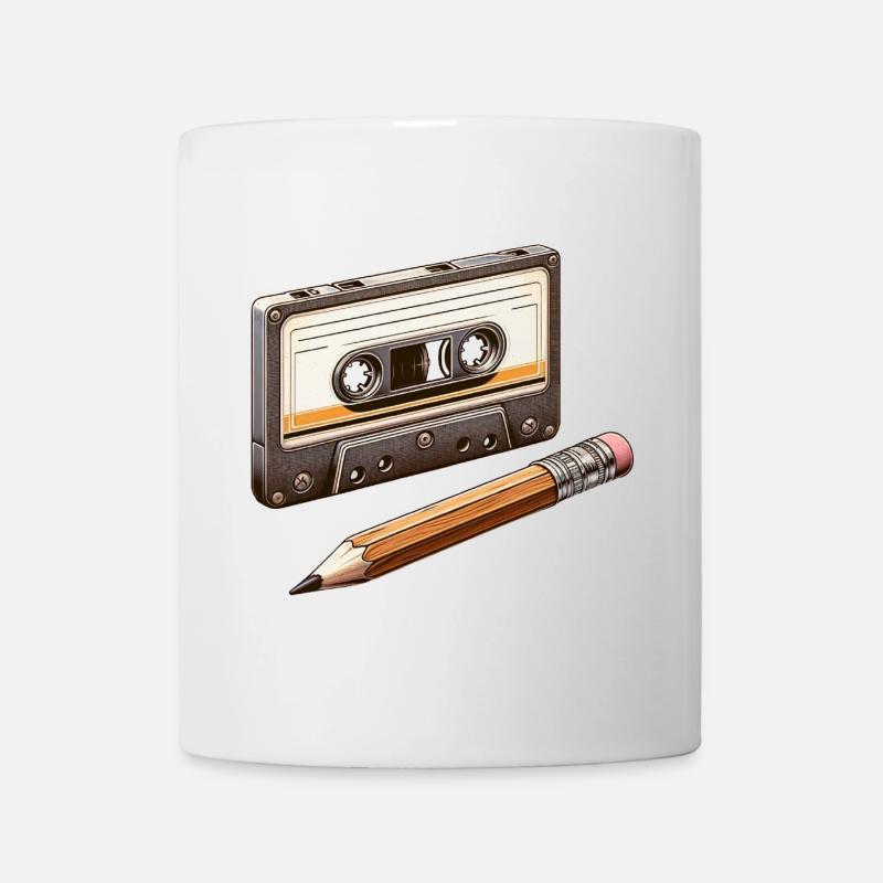 Cassette crayon des années 80 90 mémoire cadeau - Mug blanc - blanc