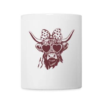 Highland Kuh in Love – Design mit Herzbrille - Tasse - Weiß - Vorne