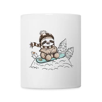 Petit paresseux dans la neige hivernale - Mug blanc - blanc - Devant