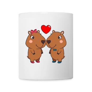 Duo of cute animals with heart - Mug - white - Front