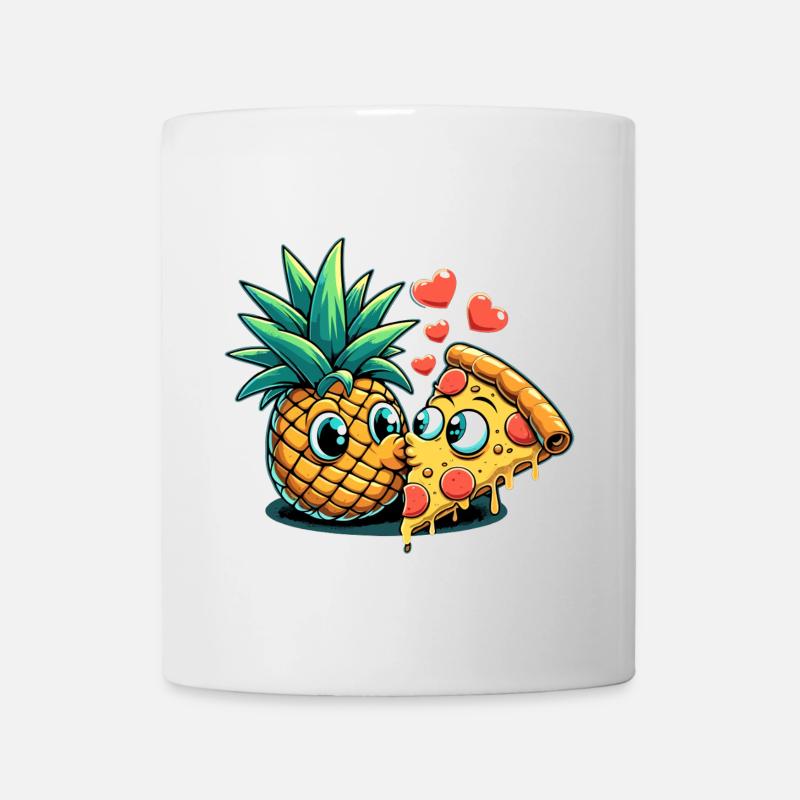 Pizza Hawaii Kuss Liebe Beziehung witzig Geschenk - Tasse - Weiß