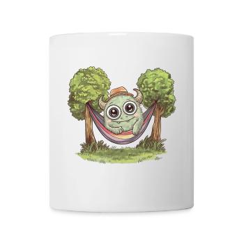 Niedliches Monster in Hängematte - Tasse - Weiß - Vorne