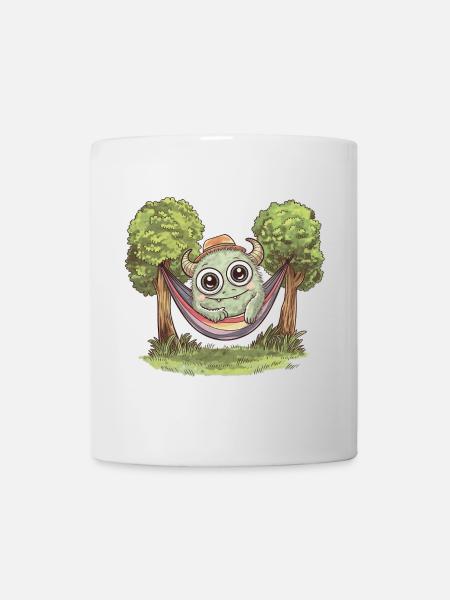 Niedliches Monster in Hängematte - Tasse - Weiß