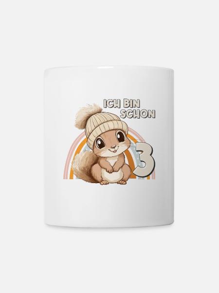 3. Geburtstag Eichhörnchen Regenbogen Süß Niedlich - Tasse - Weiß