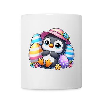 Cute Penguin with Easter Egg Cartoon - Mug - white - Front