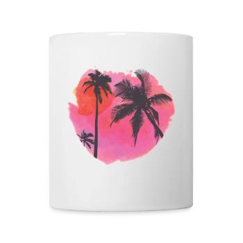 Tropische Sonnenuntergangspalmen-Silhouette - Tasse - Weiß - Vorne