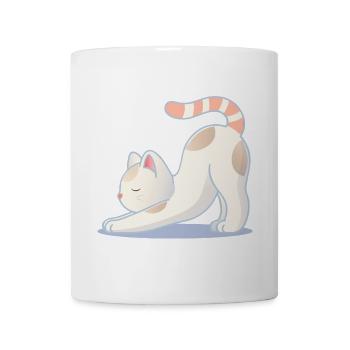 Un chat dans une pose de yoga d’étirement - Mug blanc - blanc - Devant