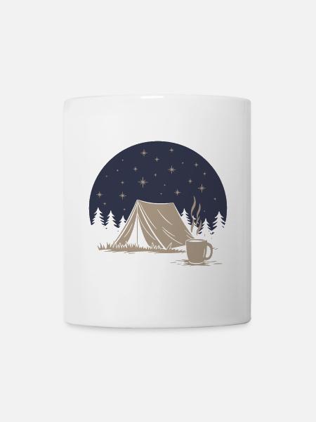 Camping und Kaffee - Tasse - Weiß