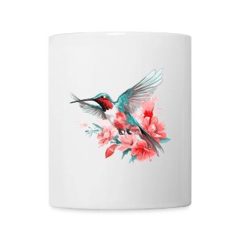 Hummingbird Flowers Bird Animal Art Watercolor Colorful - Mug - white - Front