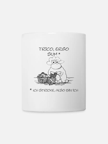 Trico ergo sum - Schaf-Motiv für Handarbeitsfans - Tasse - Weiß