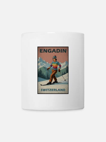 Engadin Skifahren Alpen - Tasse - Weiß