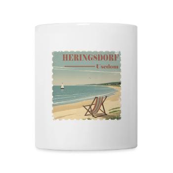 Heringsdorf Ostsee Strand Sonne Segelboot - Tasse - Weiß - Vorne